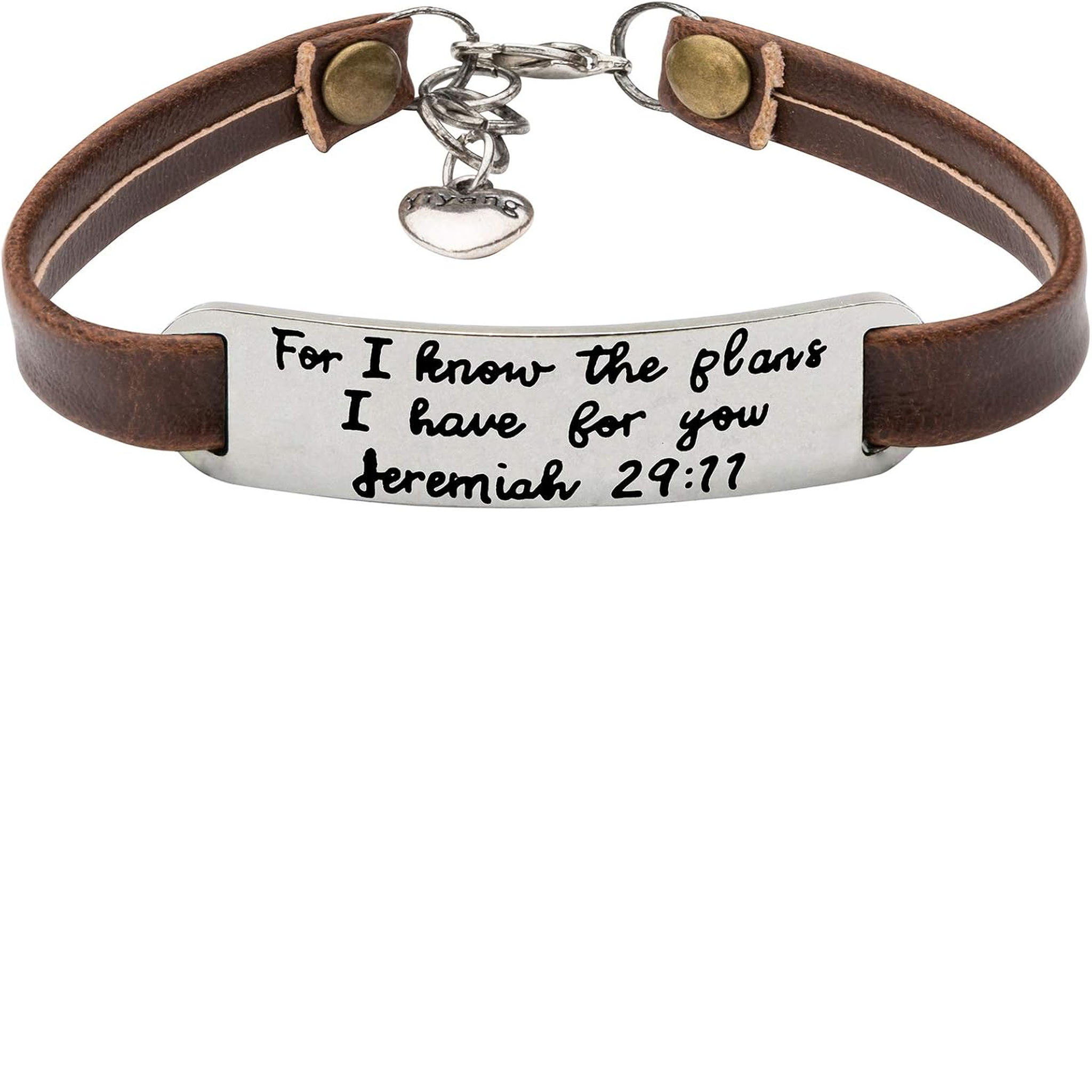 ✝ Women's Christian Leather Faith Bracelet Inspirational Bible Verse Jewelry Religious Gift for Baptism Christmas Birthday Daughter Sister Friend