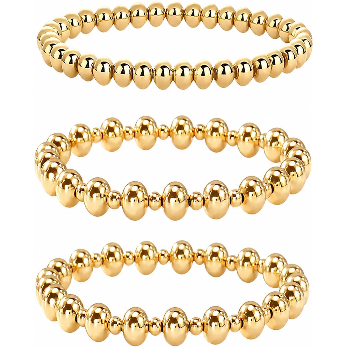 ✝ Women's Gold Beaded Cross Bracelet Stack Set Stretch Christian Faith Jewelry Gift for Women Teens