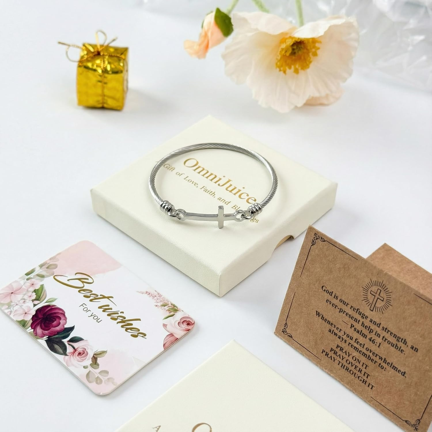 ✝ Christian Bracelet for Women – Stainless Steel Cross Faith Bracelet Inspirational Religious Gift for Mom Daughter Sister Friend