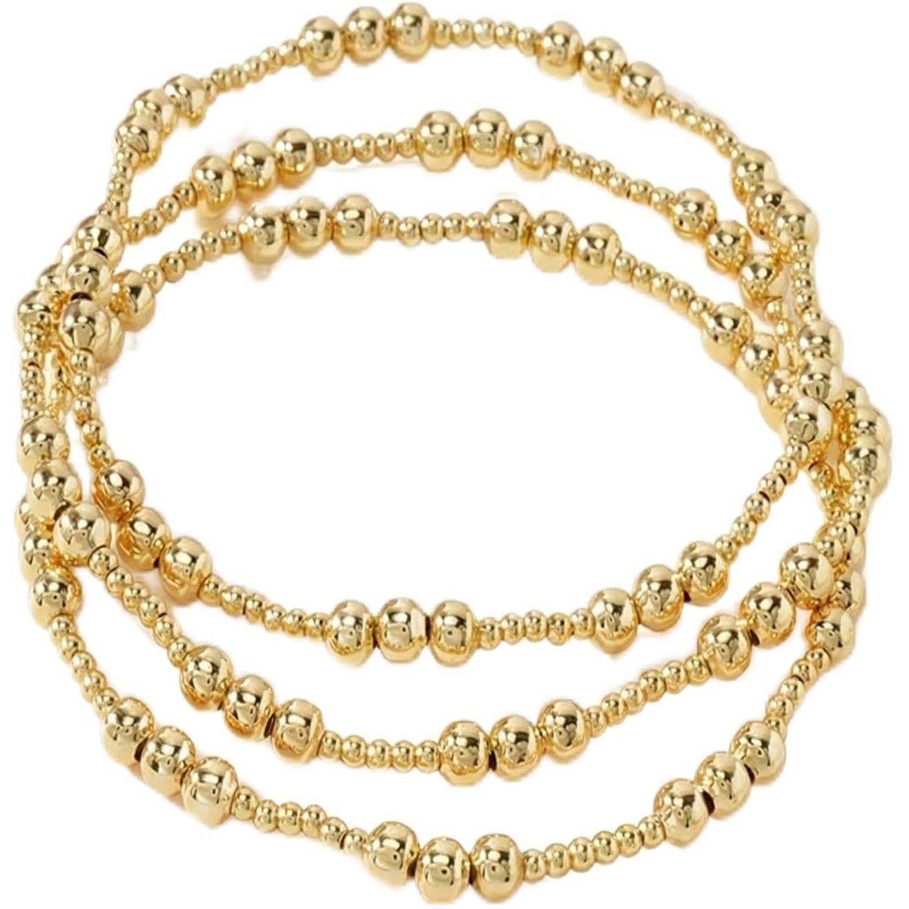 ✝ Women's Gold Beaded Cross Bracelet Stack Set Stretch Christian Faith Jewelry Gift for Women Teens