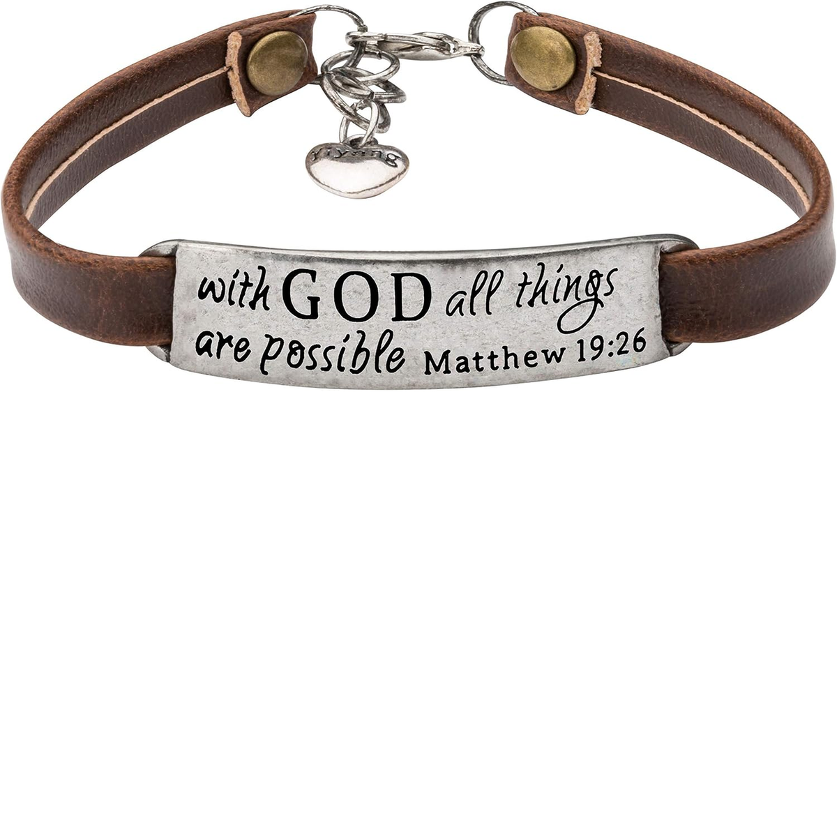 ✝ Women's Christian Leather Faith Bracelet Inspirational Bible Verse Jewelry Religious Gift for Baptism Christmas Birthday Daughter Sister Friend