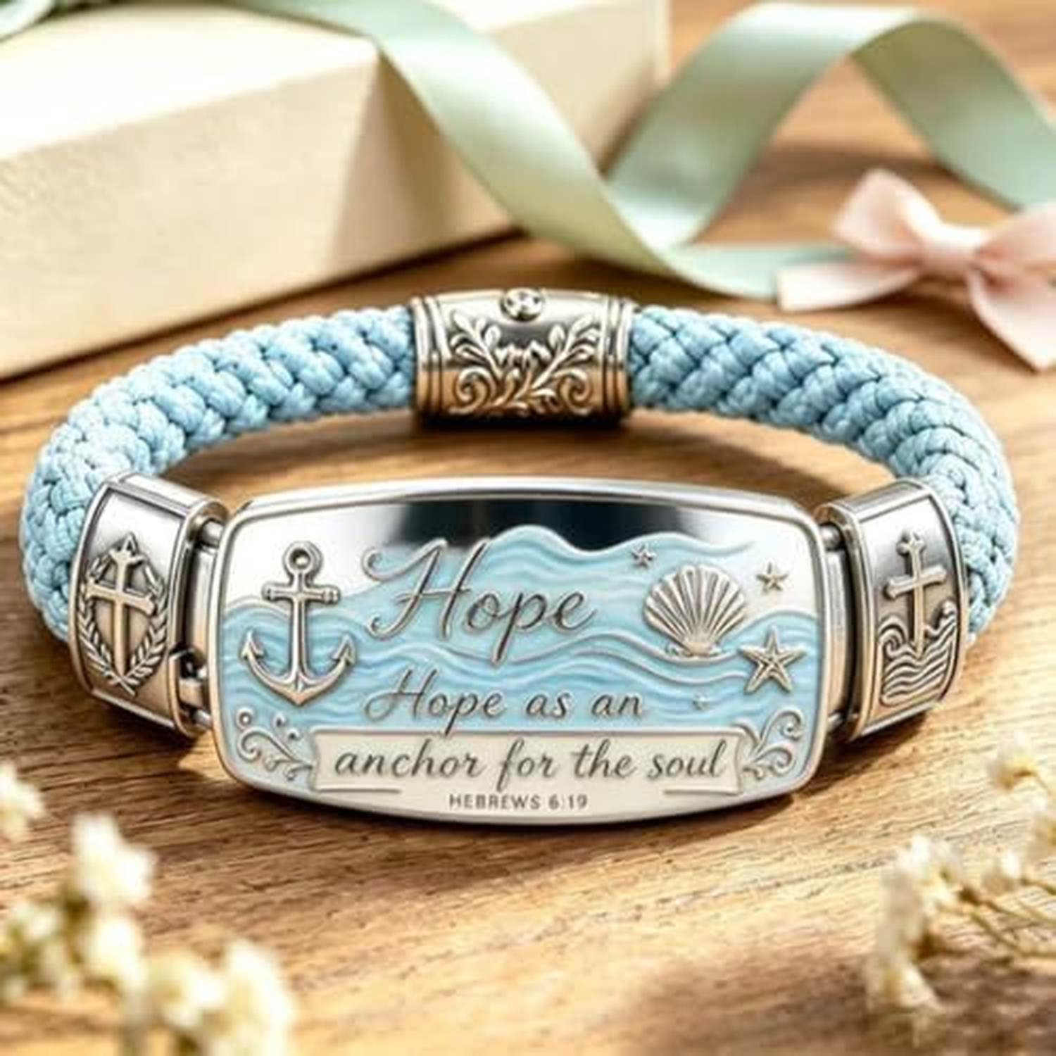 ✝ Faith Over Fear Isaiah 41:10 Cross Bracelet Cherry Blossom Christian Scripture Jewelry Inspirational Gift for Women Mom