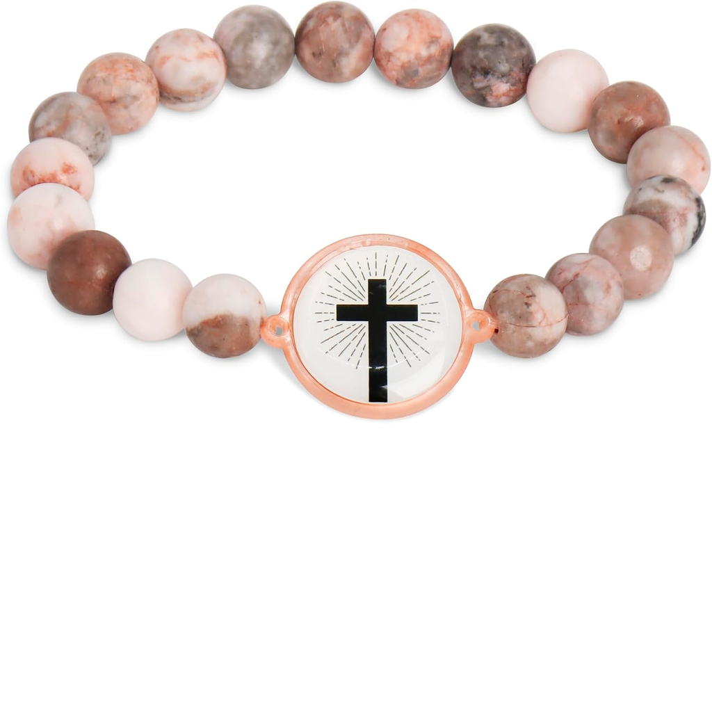 ✝ Women's NFC Bible Verse Bracelet Natural Stone Beaded Christian Scripture Faith Inspirational Jewelry Gift Daily