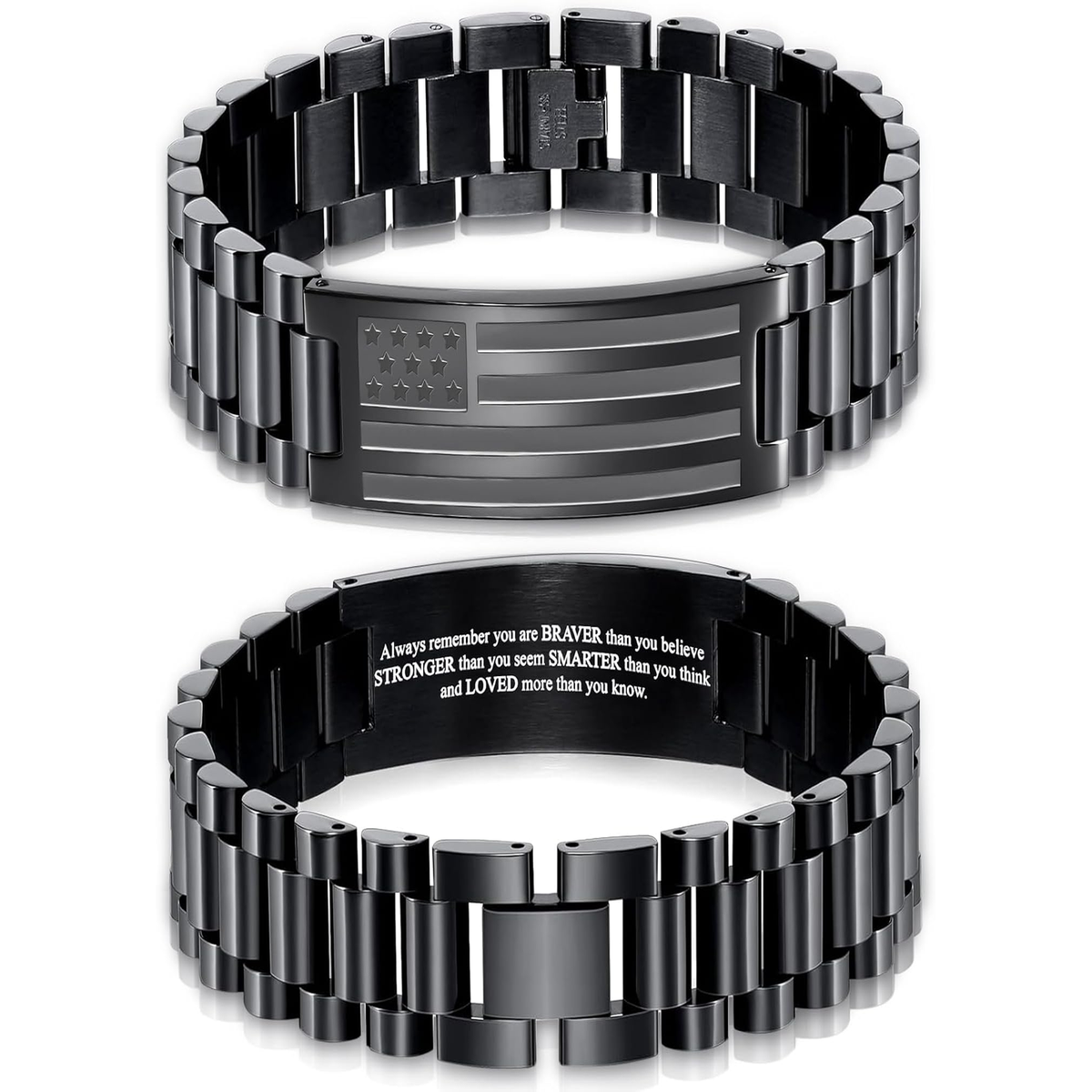 ✝ Men's American Flag Cross Bracelet Stainless Steel Adjustable Christian Bible Verse Faith Religious Jewelry Gift for Dad Husband