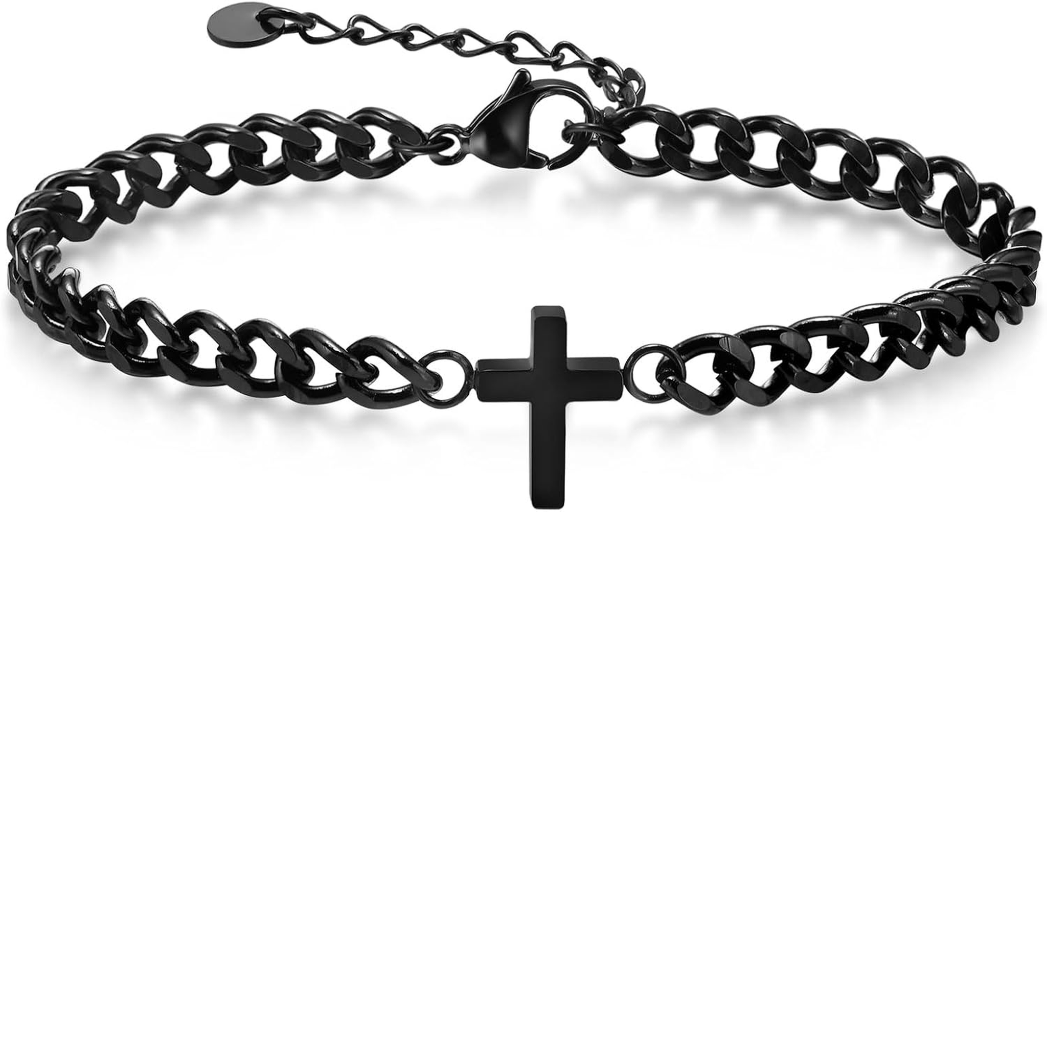 ✝ Men's Adjustable Cross Chain Bracelet Stainless Steel Christian Faith Religious Jewelry Gift for Men Women