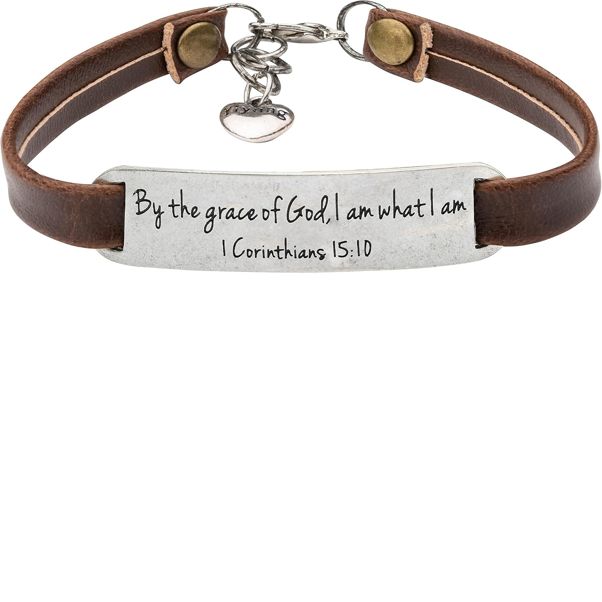 ✝ Women's Christian Leather Faith Bracelet Inspirational Bible Verse Jewelry Religious Gift for Baptism Christmas Birthday Daughter Sister Friend