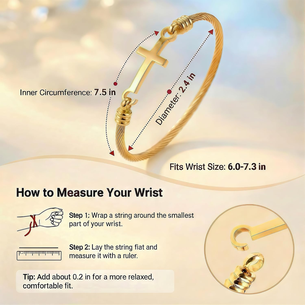 ✝ Christian Bracelet for Women – Stainless Steel Cross Faith Bracelet Inspirational Religious Gift for Mom Daughter Sister Friend