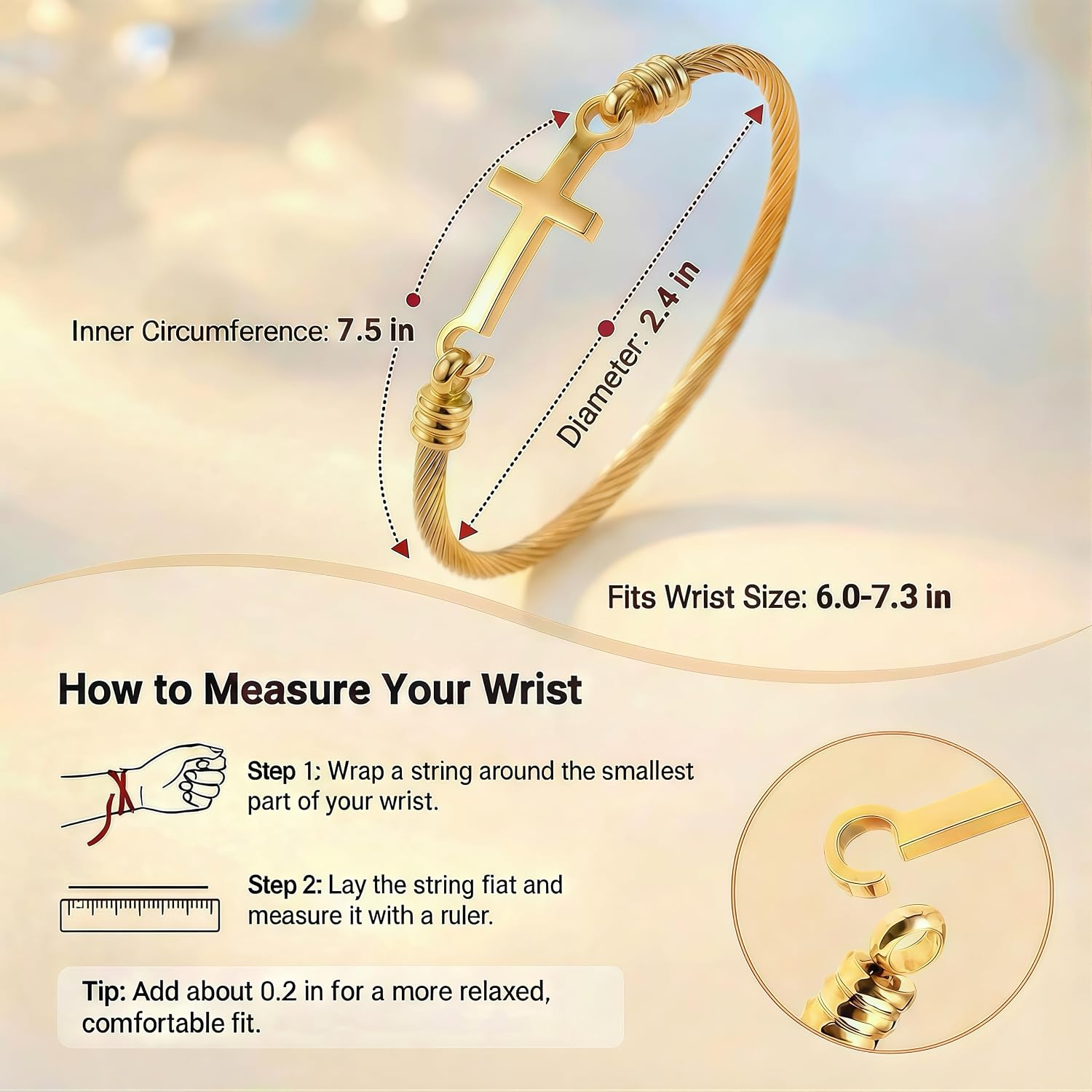 ✝ Christian Bracelet for Women – Stainless Steel Cross Faith Bracelet Inspirational Religious Gift for Mom Daughter Sister Friend
