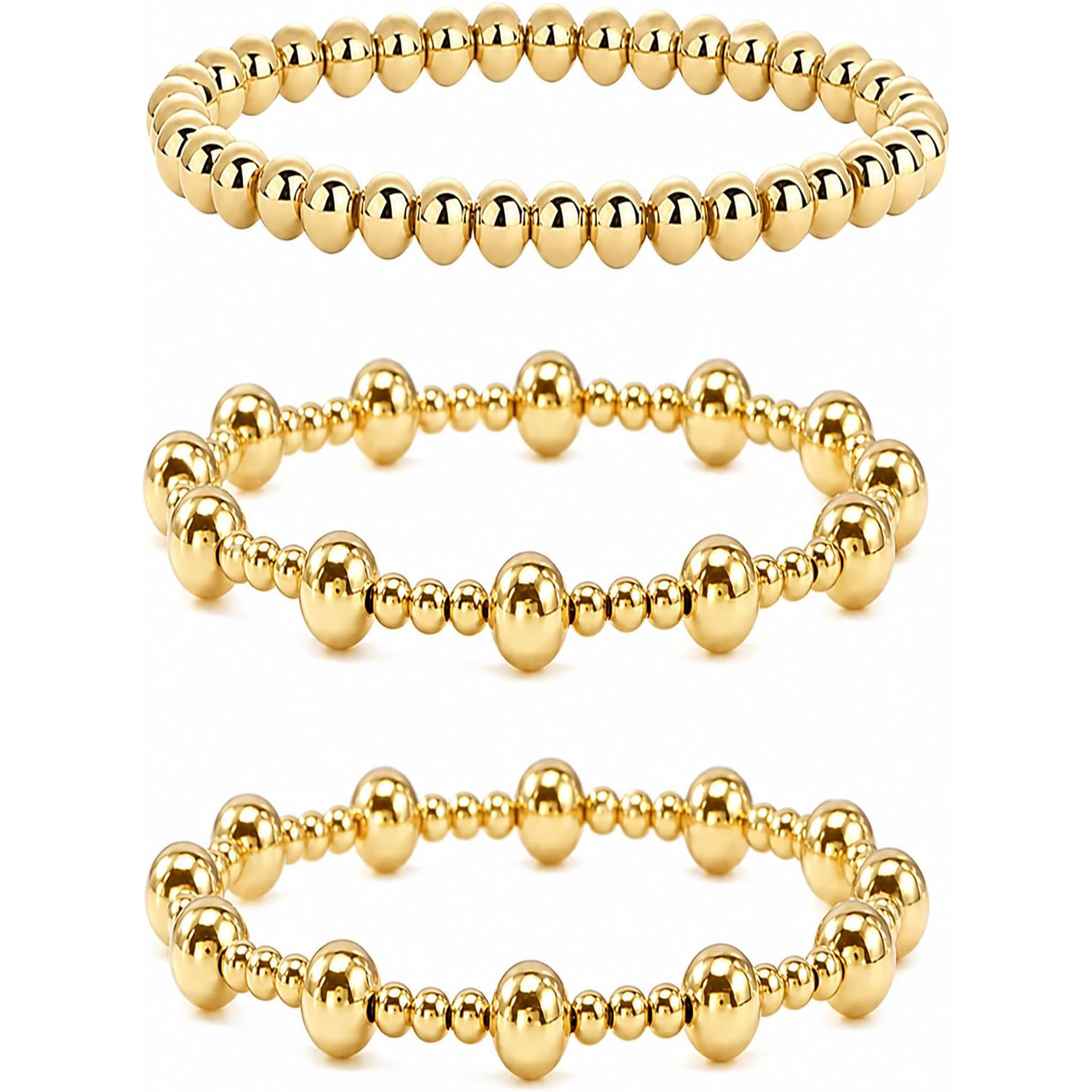 ✝ Women's Gold Beaded Cross Bracelet Stack Set Stretch Christian Faith Jewelry Gift for Women Teens