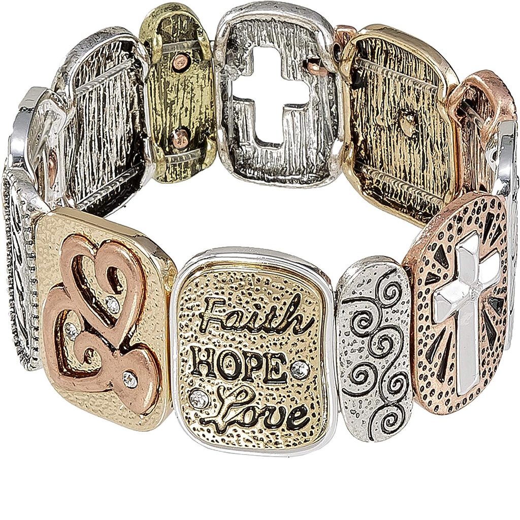 ✝ Religious Prayer Bracelet for Women – Heart Cross Faith Hope Christian Jewelry Gift for Mom Daughter Sister Friend