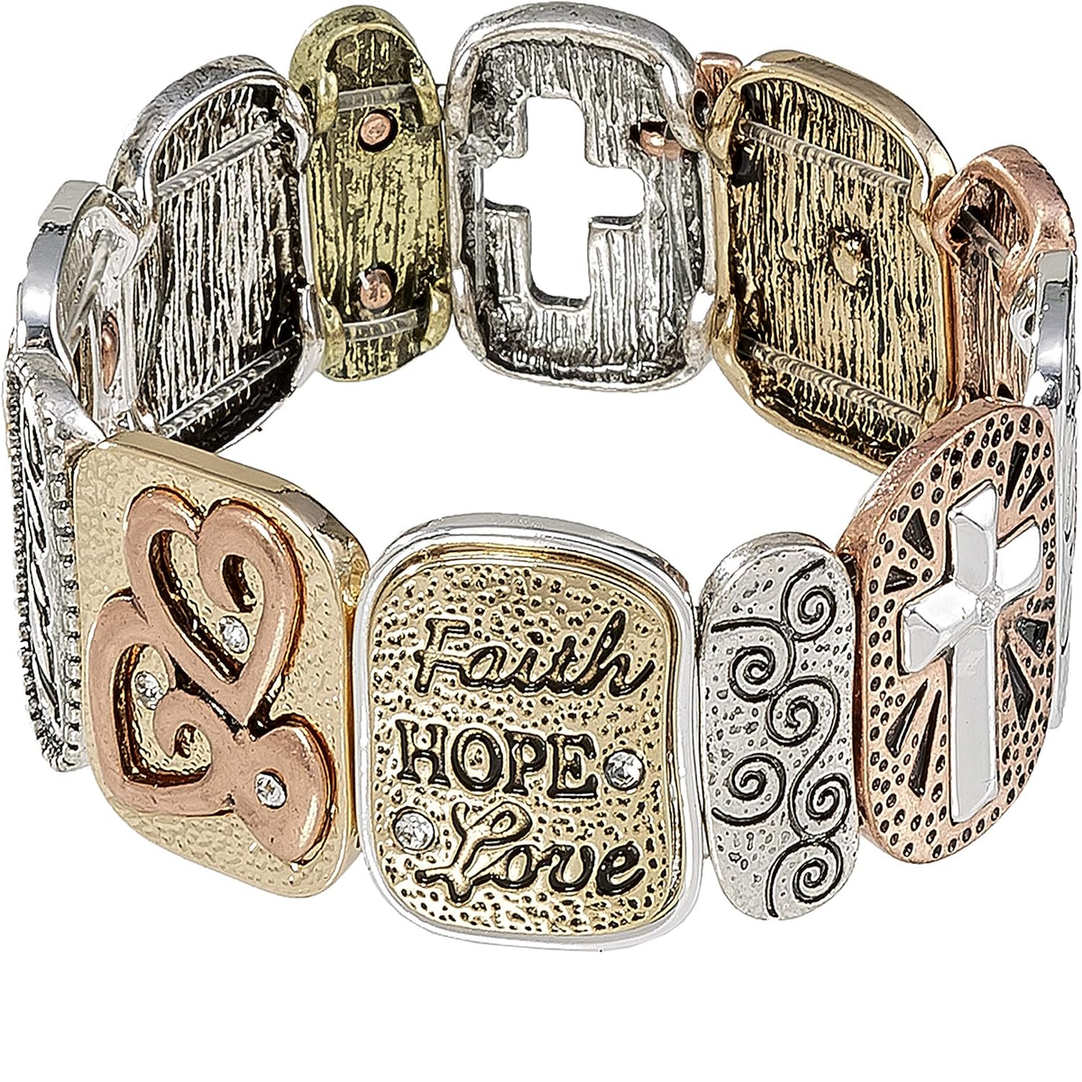 ✝ Religious Prayer Bracelet for Women – Heart Cross Faith Hope Christian Jewelry Gift for Mom Daughter Sister Friend