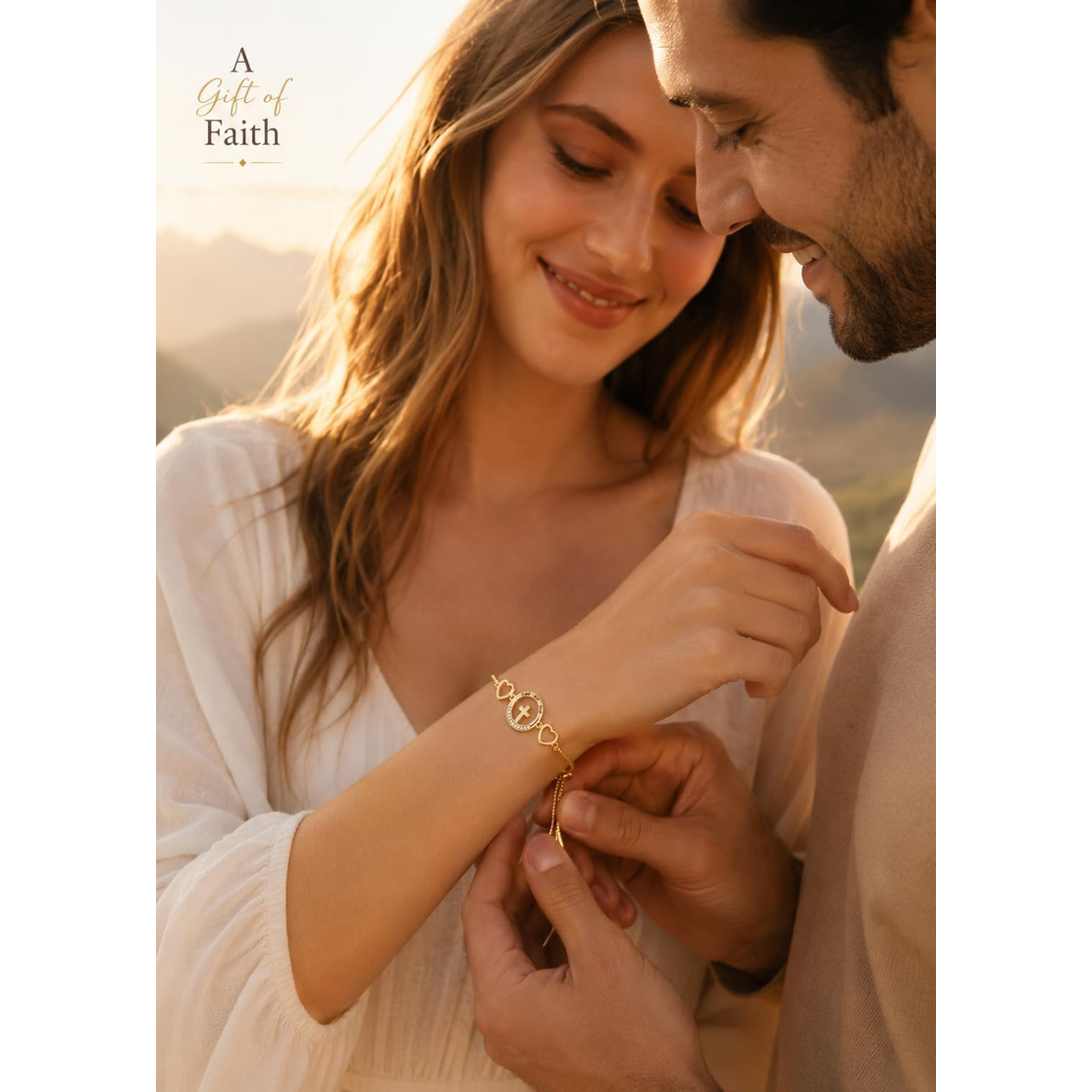✝ 14K Gold Mustard Seed Cross Bracelet for Women – Adjustable Faith Bracelet, Christian Religious Jewelry, Confirmation Baptism Gift for Mom Sister Friend
