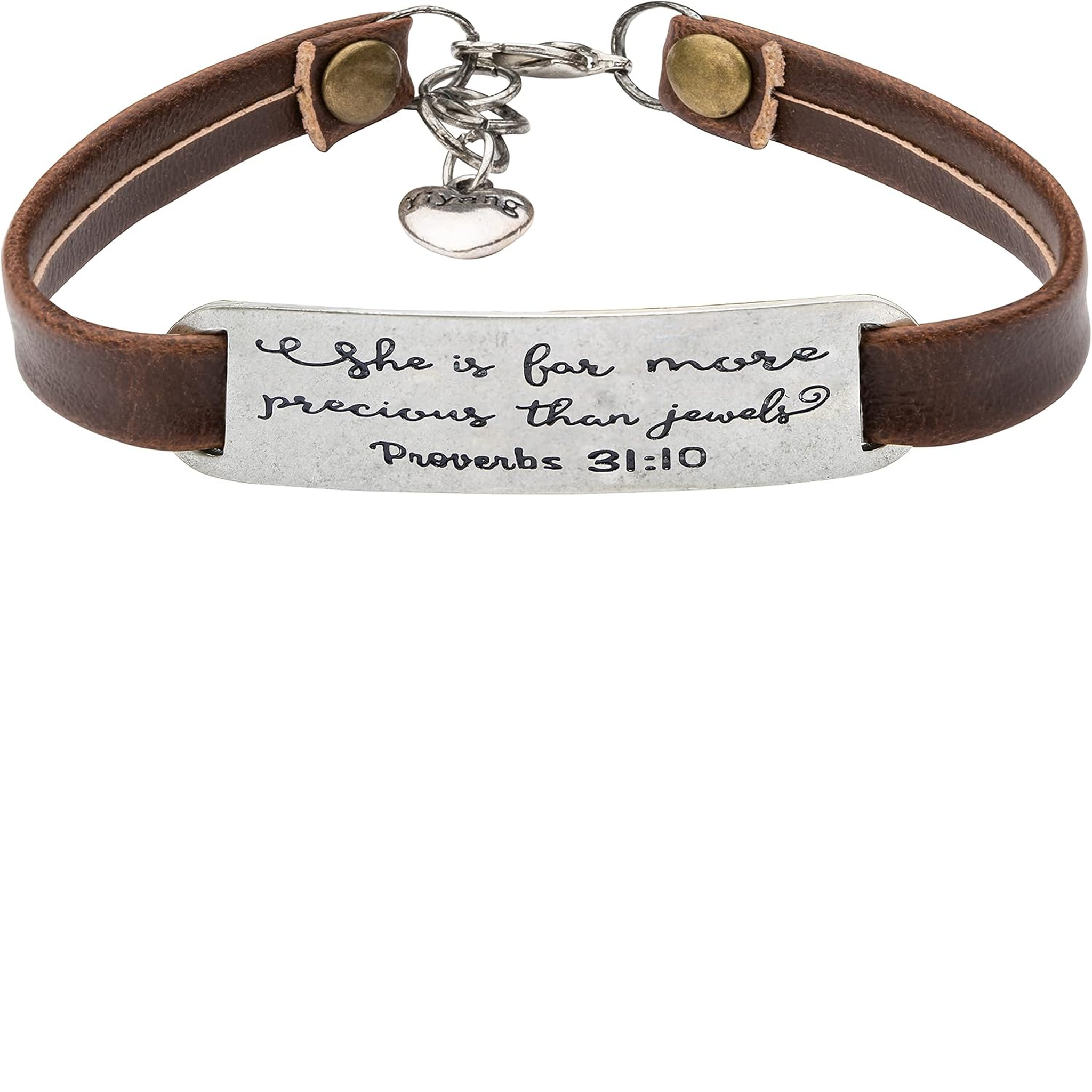 ✝ Women's Christian Leather Faith Bracelet Inspirational Bible Verse Jewelry Religious Gift for Baptism Christmas Birthday Daughter Sister Friend