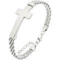 ✝ Men's Stainless Steel Cross Link Chain Bracelet 6mm Christian Faith Religious Jewelry Gift for Dad Husband Son