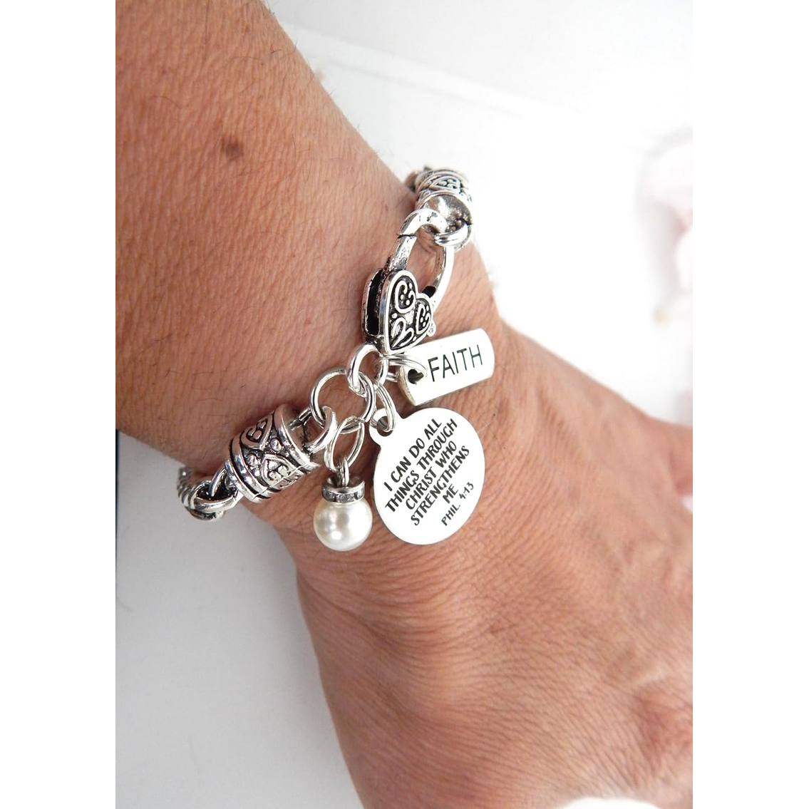 ✝ Women's Philippians 4:13 Bible Verse Bracelet Christian Faith Scripture Jewelry Inspirational Religious Gift for Women Friend