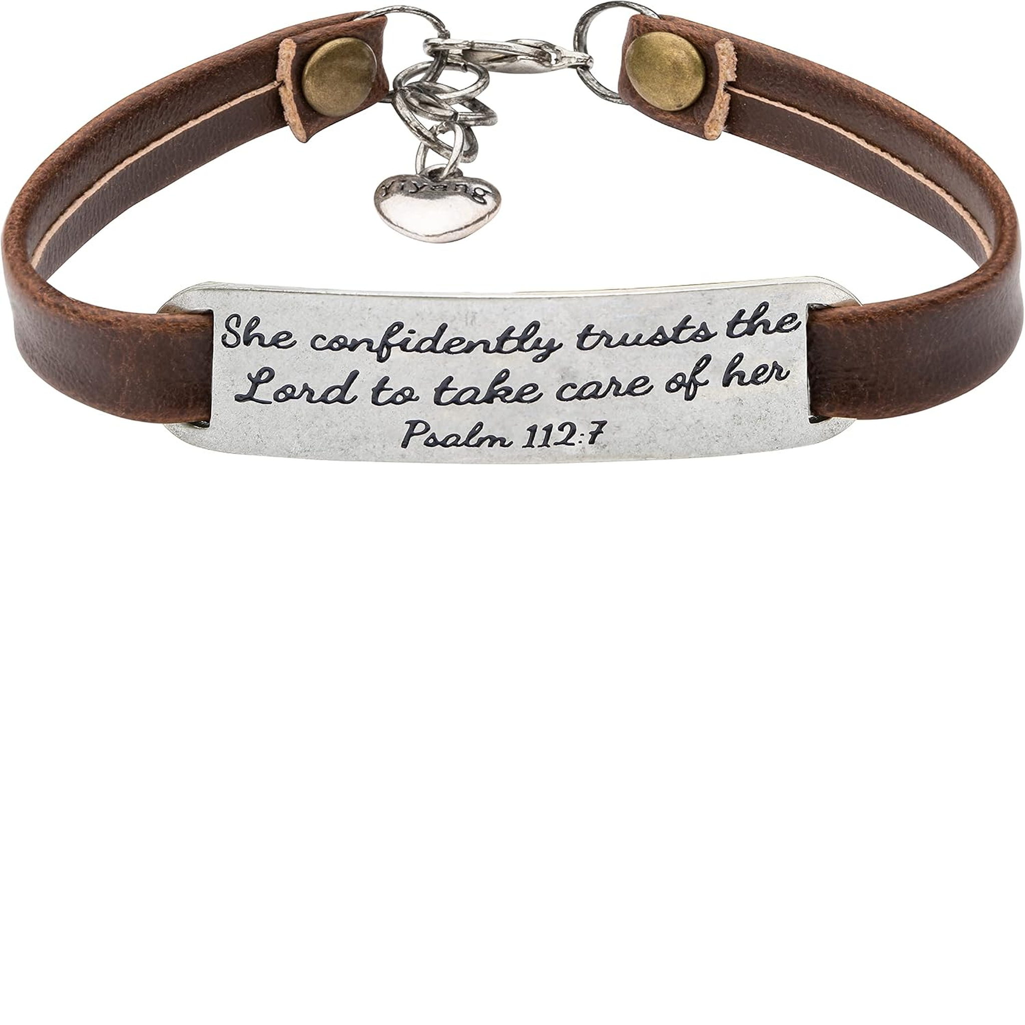 ✝ Women's Christian Leather Faith Bracelet Inspirational Bible Verse Jewelry Religious Gift for Baptism Christmas Birthday Daughter Sister Friend