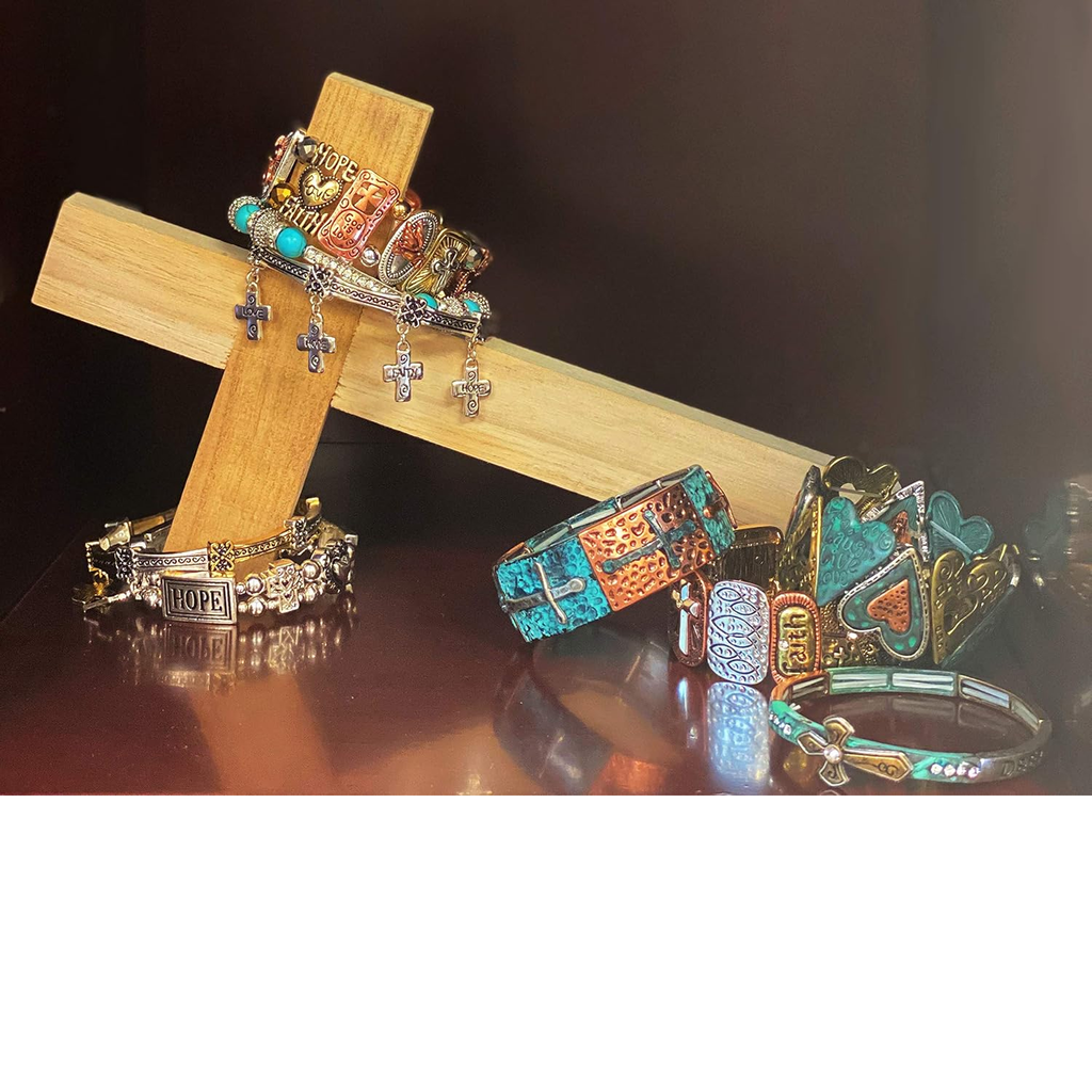 ✝ Religious Prayer Bracelet for Women – Heart Cross Faith Hope Christian Jewelry Gift for Mom Daughter Sister Friend