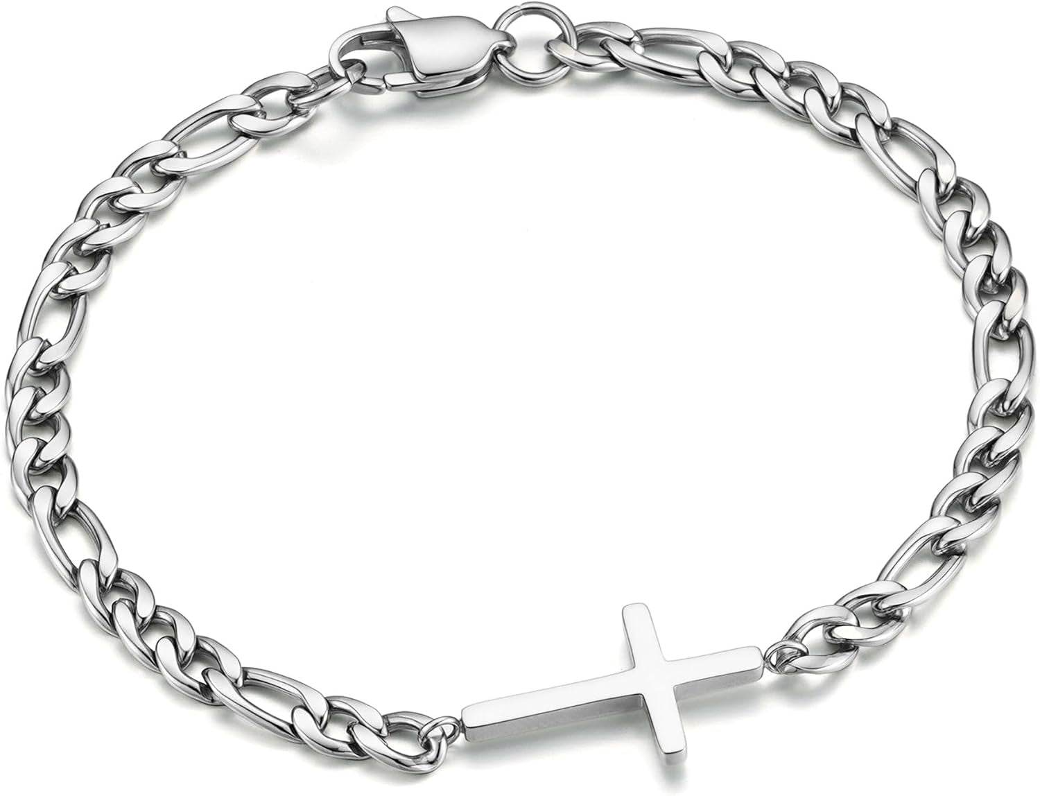 ✝ Men's Gold Cross Bracelet Cuban Link Christian Faith Stainless Steel Religious Jewelry Gift