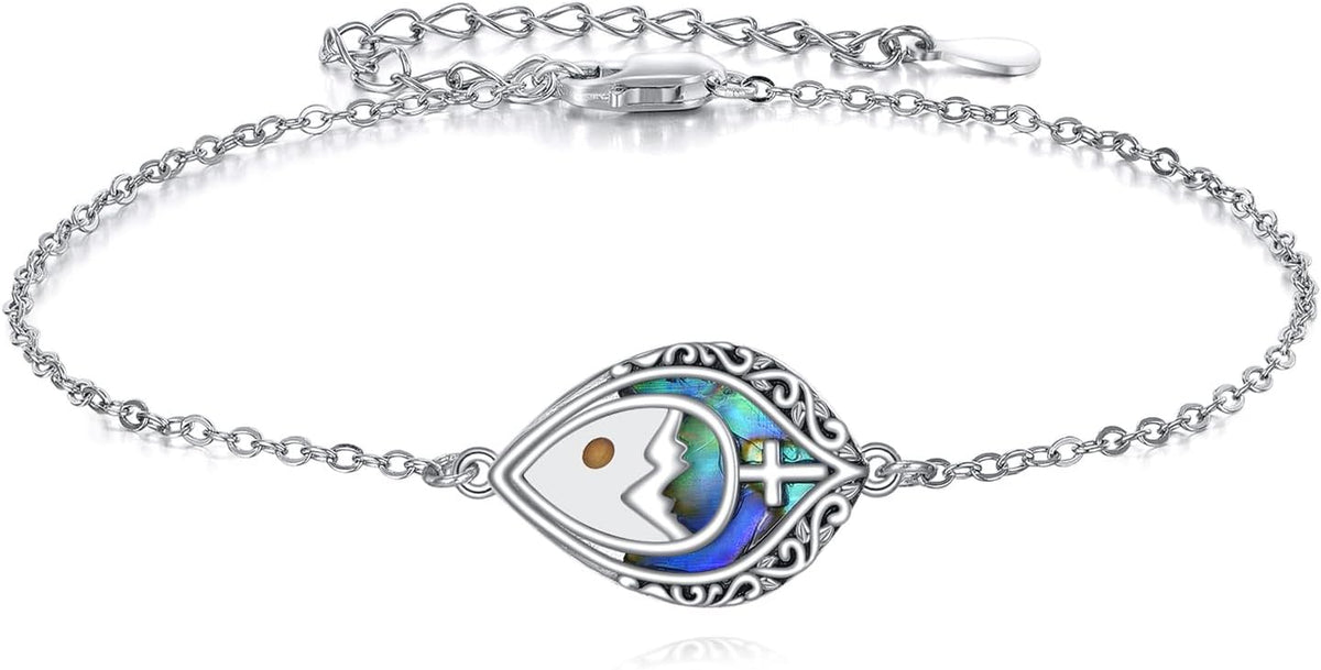 Women's Mustard Seed Cross Bracelet Sterling Silver Black Onyx Christian Faith Jewelry Gift for Mom