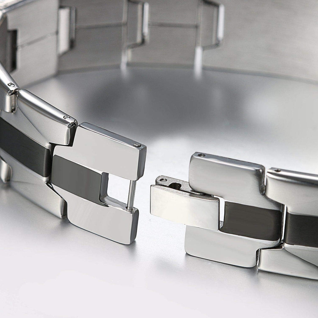 ✝ Men's Lord's Prayer Cross Bracelet, Stainless Steel Christian Bible Faith Jewelry Gift