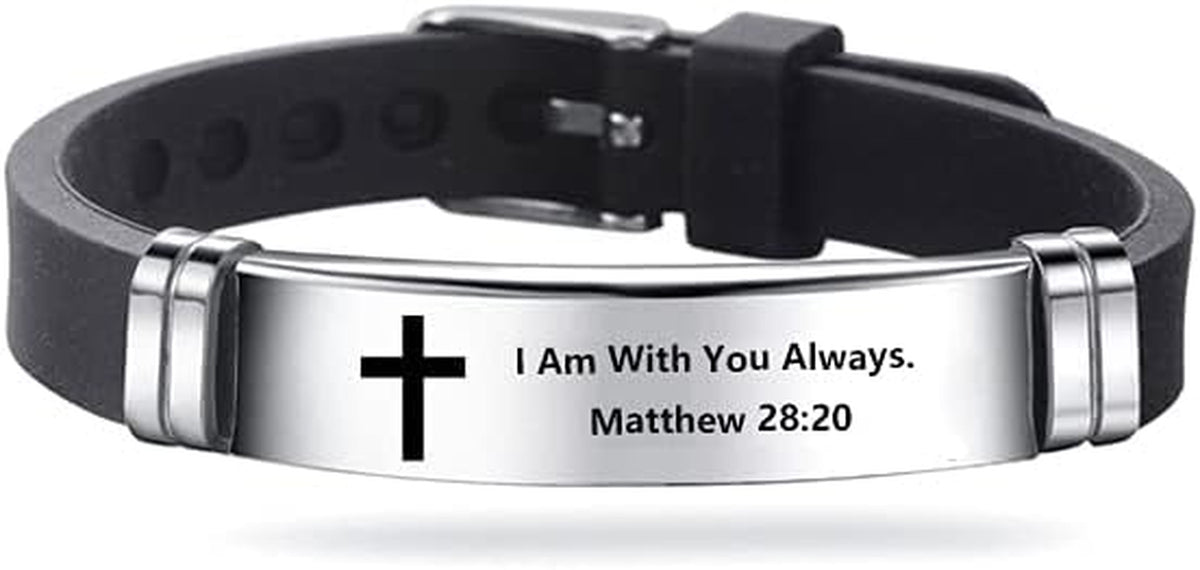 Men's Isaiah 41:10 Cross Leather Bracelet Stainless Steel Christian Bible Verse Faith Religious Jewelry Gift Women
