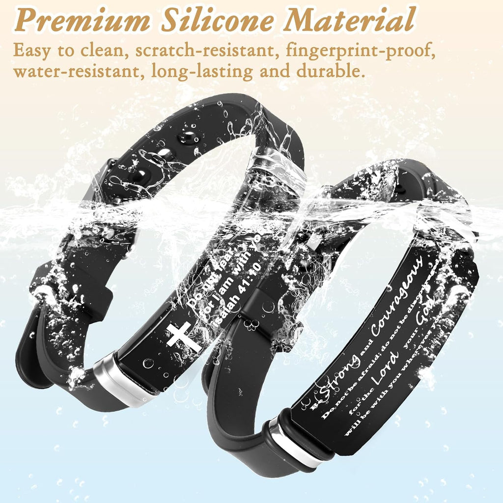 ✝ 2 Pack Christian Bible Verse Bracelets, Isaiah 41:10 Joshua 1:9 Adjustable Faith Wristbands Christian Gifts