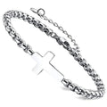 ✝ Cross Bracelet for Men Women Silver Stainless Steel Chain Adjustable Christian Religious Jewelry Gift