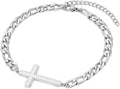 ✝ Men's Stainless Steel Cuban Cross Bracelet 5MM Adjustable Chain Christian Jesus Religious Confirmation Faith Jewelry Gift
