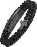 ✝ Men's Christian Cross Bracelet, Joshua 1:9 Bible Verse, Adjustable Braided Faith Jewelry Gift