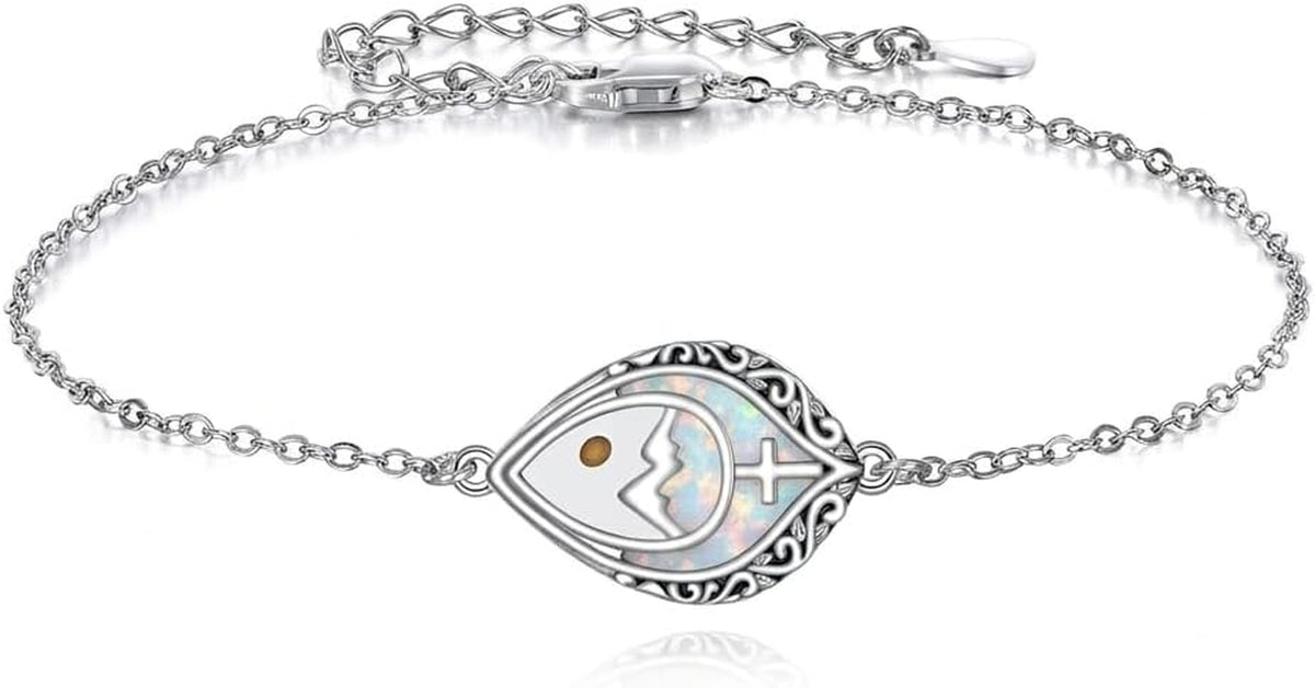 Women's Mustard Seed Cross Bracelet Sterling Silver Black Onyx Christian Faith Jewelry Gift for Mom