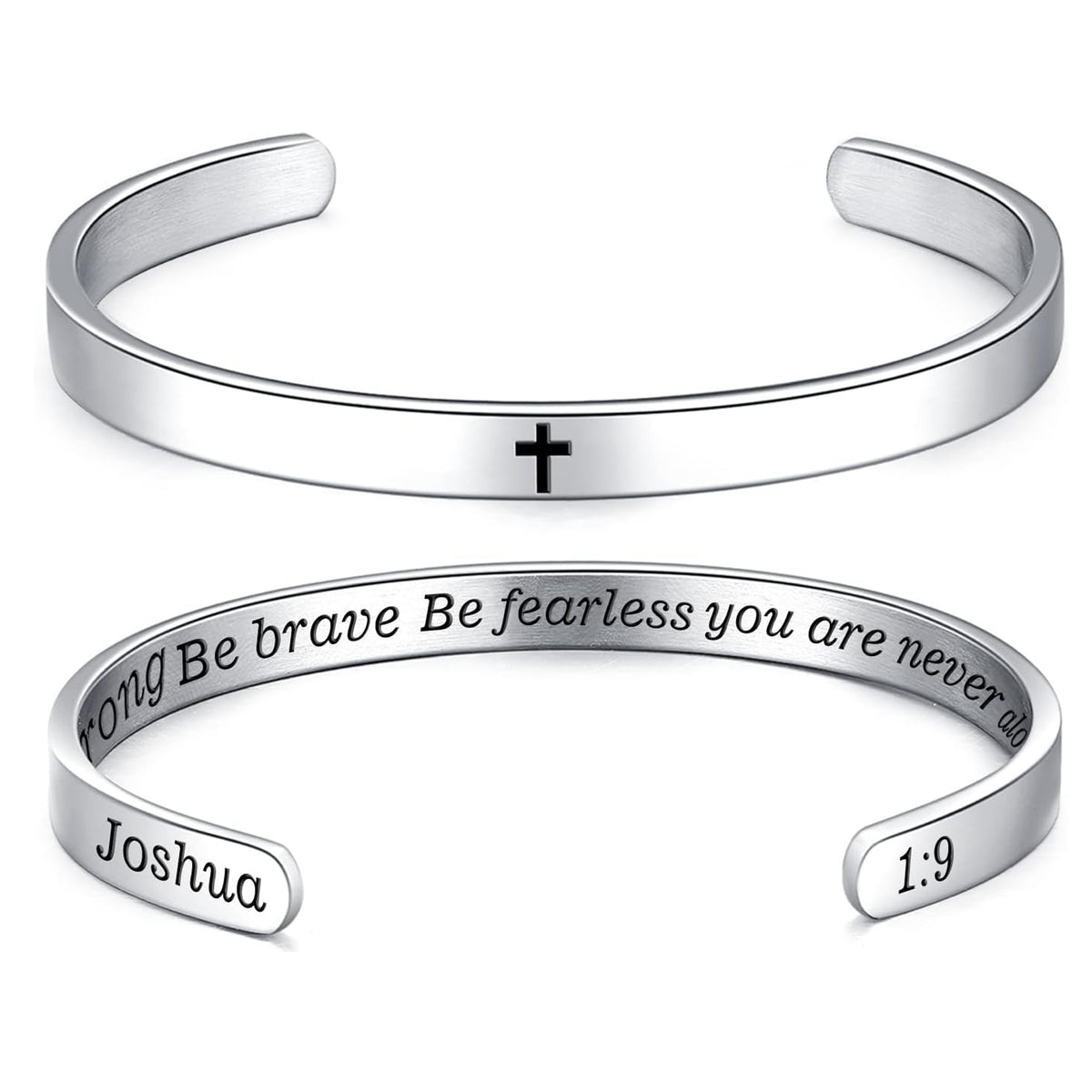 Women's God Is Within Her Psalm 46:5 Cuff Bracelet Stainless Steel Christian Bible Verse Faith Jewelry Gift