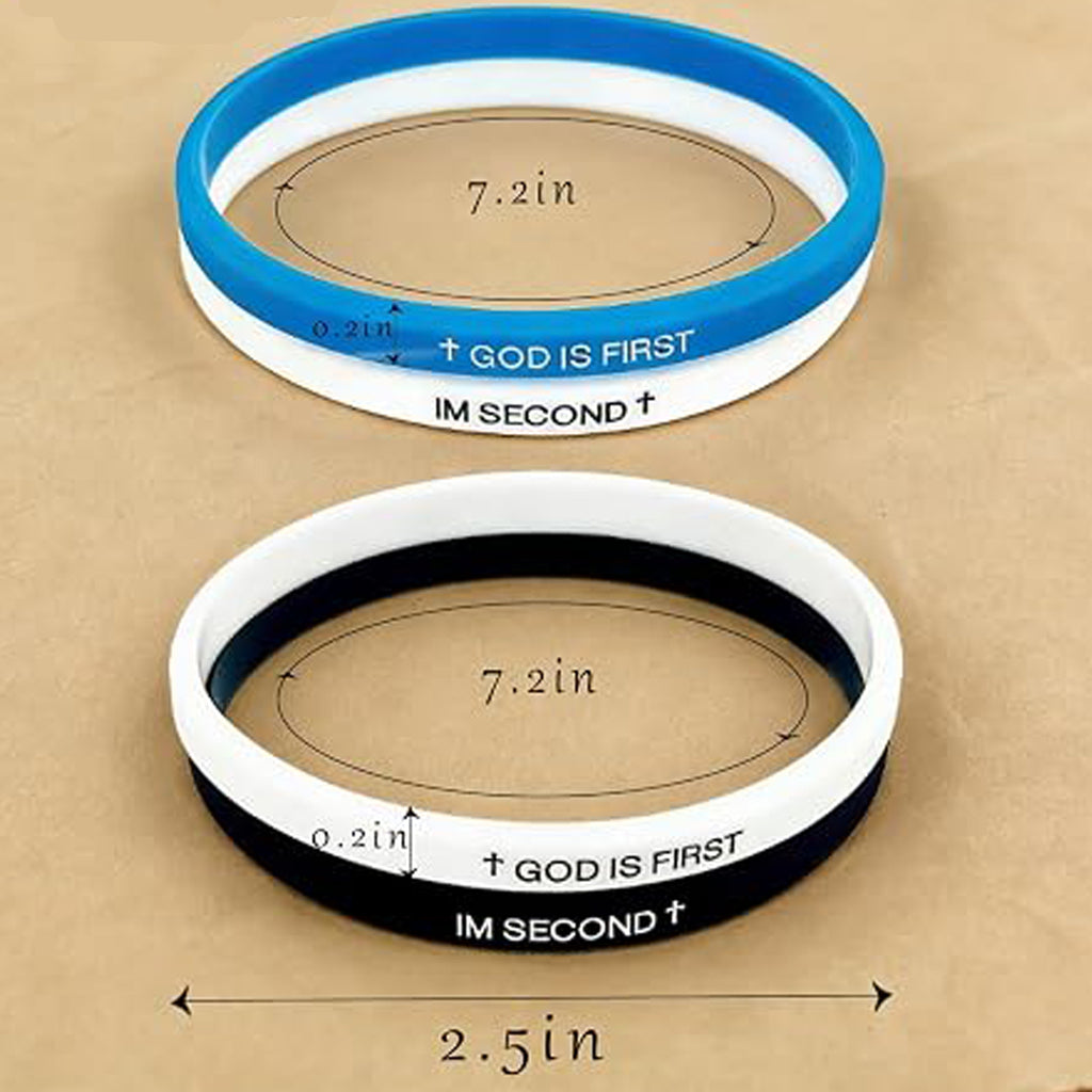 ✝ God Is First Silicone Bracelet Christian Bible Verse Faith Religious Wristband Inspirational Jewelry Gift for Men Women