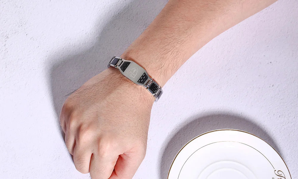 Men’s Carbon Fiber Cross Magnetic Bracelet – Luxury Waterproof Health Energy Jewelry