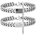 ✝ American Flag Christian Bracelet for Men – Philippians 4:13 Cuban Link Bible Verse Bracelet
