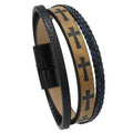 Black Leather Cross Cuff Bracelet – Unique Punk Vintage Men Wristband