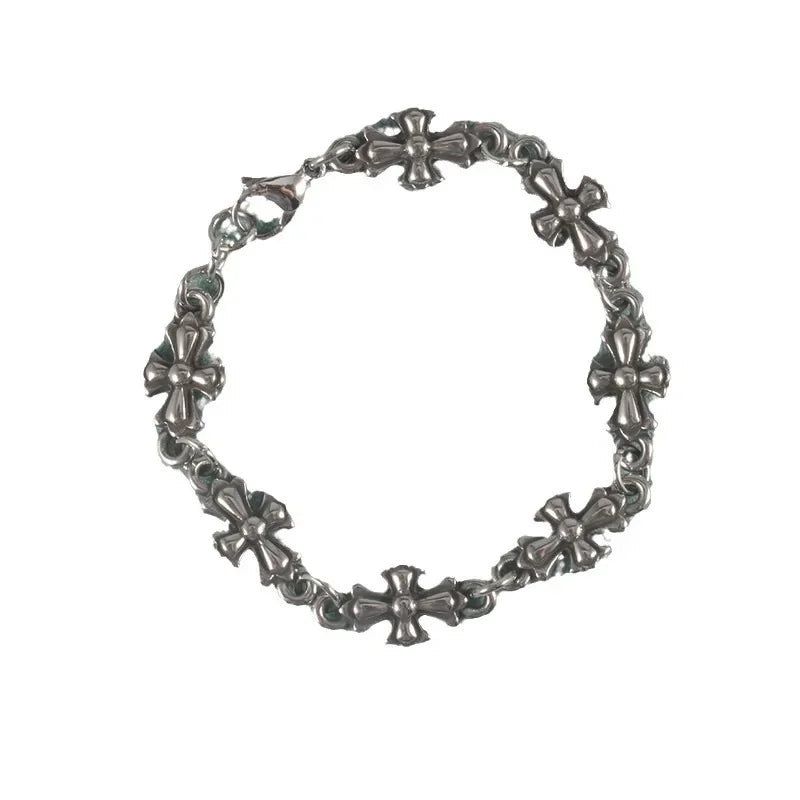 Gothic Punk Cross Chain Bracelet – Retro Unisex Christian Faith Jewelry Accessory