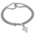 Silver Stainless Steel Double Layer Cross Bracelet – Trendy Christian Men JewelryMen’s Bracelets
