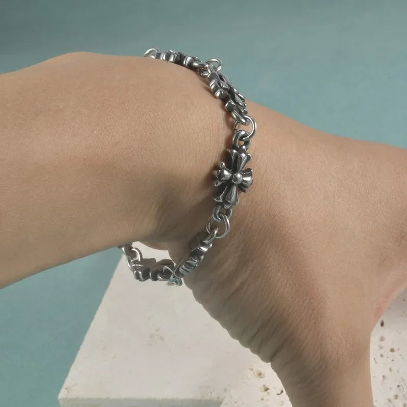 Gothic Punk Cross Chain Bracelet – Retro Unisex Christian Faith Jewelry Accessory