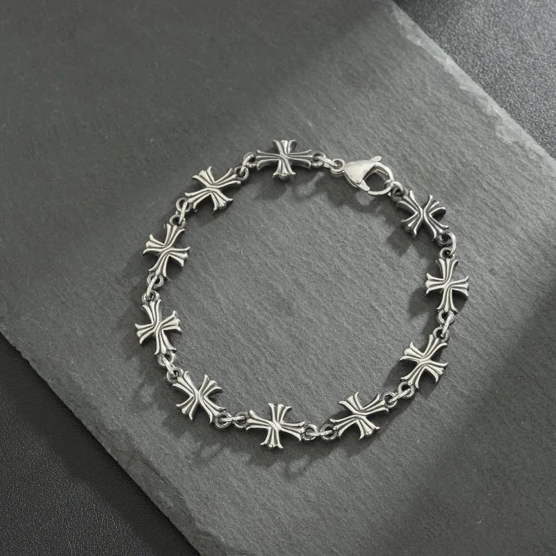 Gothic Punk Cross Chain Bracelet – Retro Unisex Christian Faith Jewelry Accessory