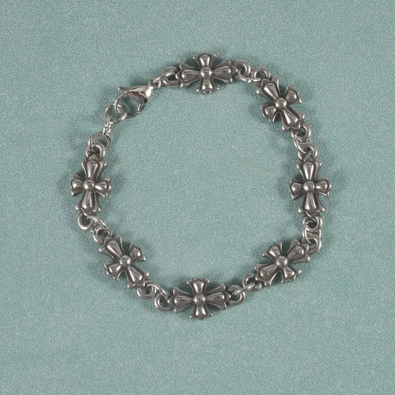 Gothic Punk Cross Chain Bracelet – Retro Unisex Christian Faith Jewelry Accessory