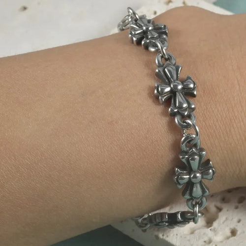 Gothic Punk Cross Chain Bracelet – Retro Unisex Christian Faith Jewelry Accessory