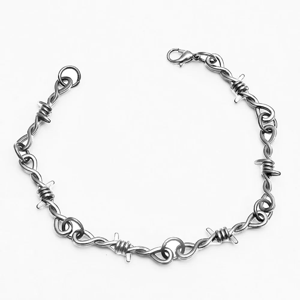 Barbed Wire Heart Cross Chain Bracelet – Trendy Unisex Christian Faith Gift