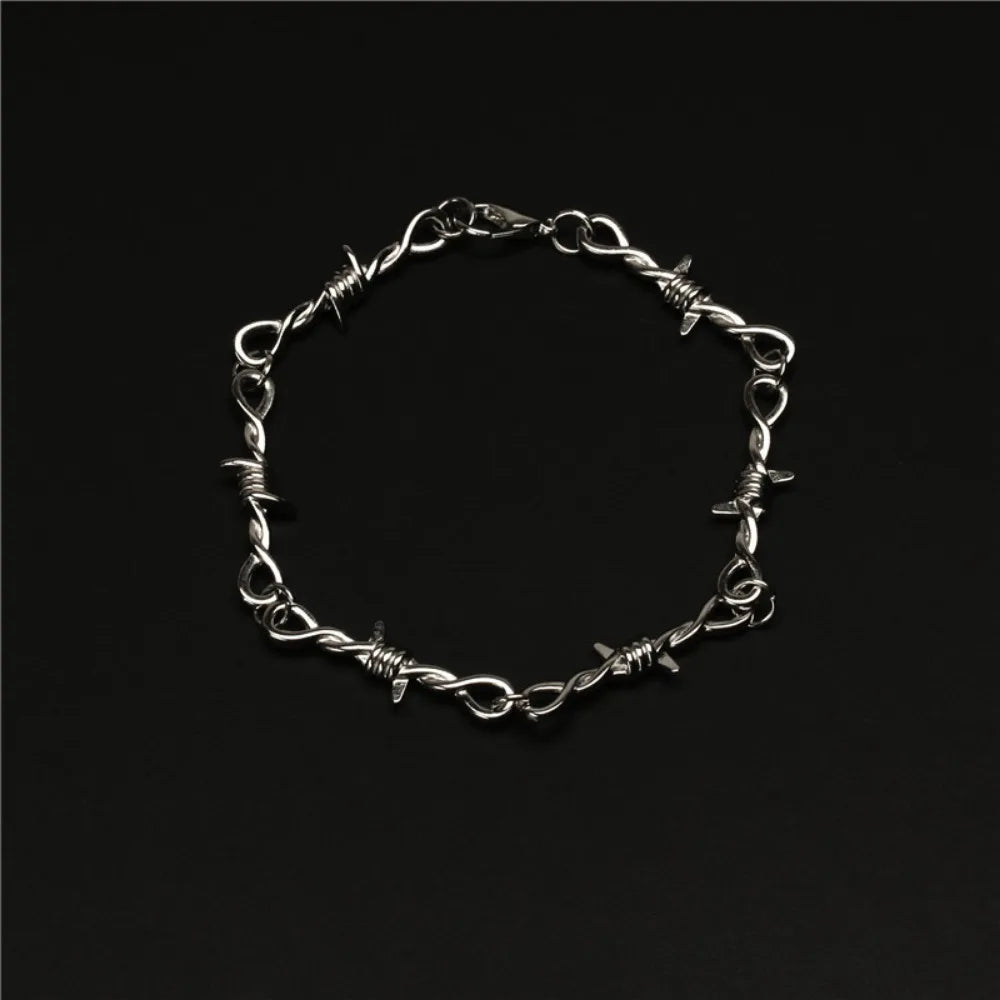 Barbed Wire Heart Cross Chain Bracelet – Trendy Unisex Christian Faith Gift