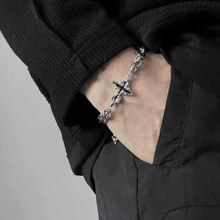 Gothic Punk Cross Chain Bracelet – Retro Unisex Christian Faith Jewelry Accessory