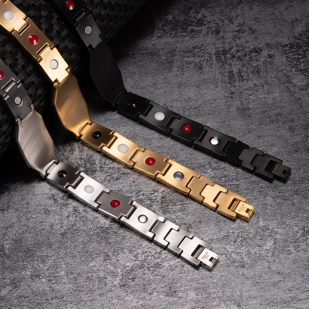 Men’s Carbon Fiber Cross Magnetic Bracelet – Luxury Waterproof Health Energy Jewelry
