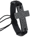 Women’s Vintage Cross Leather Bracelet – Black Brown Braided Christian Jewelry Bangle