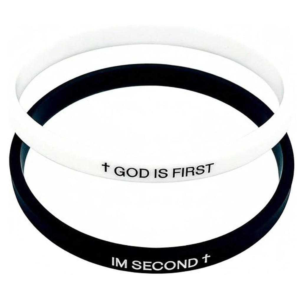 ✝ God Is First Silicone Bracelet Christian Bible Verse Faith Religious Wristband Inspirational Jewelry Gift for Men Women