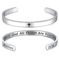 ✝ Women's God Is Within Her Psalm 46:5 Cuff Bracelet Stainless Steel Christian Bible Verse Faith Jewelry Gift