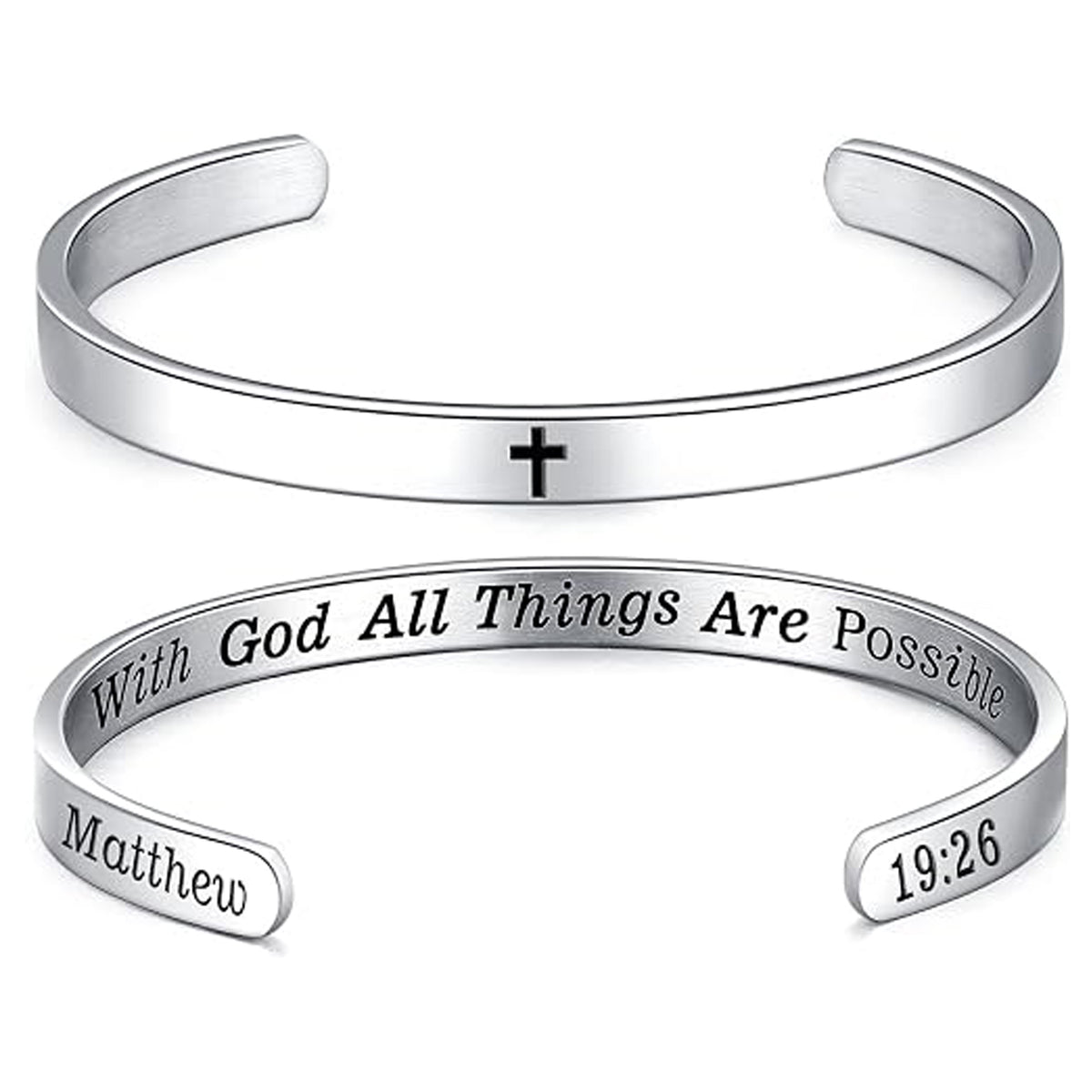 ✝ Women's God Is Within Her Psalm 46:5 Cuff Bracelet Stainless Steel Christian Bible Verse Faith Jewelry Gift