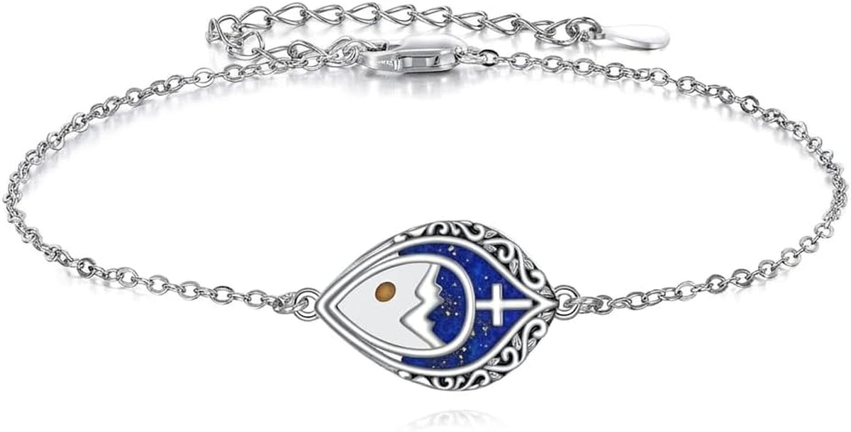 Women's Mustard Seed Cross Bracelet Sterling Silver Black Onyx Christian Faith Jewelry Gift for Mom